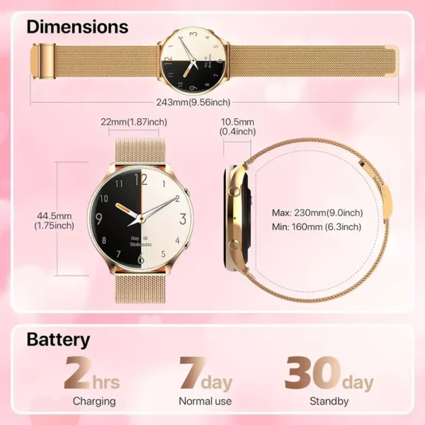 Women's Calling Smartwatch, 1.39" Round Smartwatch With 100+ Sports Modes - Image 3