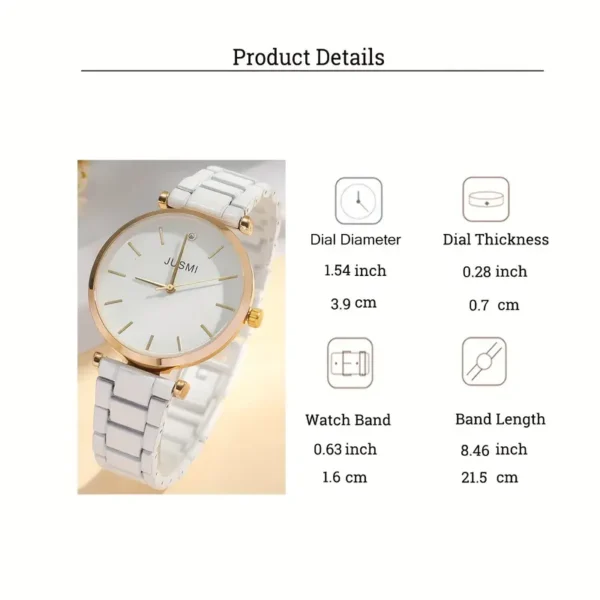 Women's Fashion Quartz Watch, Elegant Ceramic Bracelet Wristwatch - Image 3