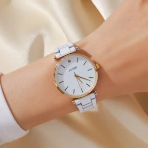 Women's Fashion Quartz Watch, Elegant Ceramic Bracelet Wristwatch