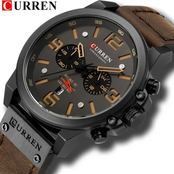 CURREN Chronograph Men's Watch Retro Classic Quartz Watch Analog Calendar WR PU Leather Wrist Watch Date Watch