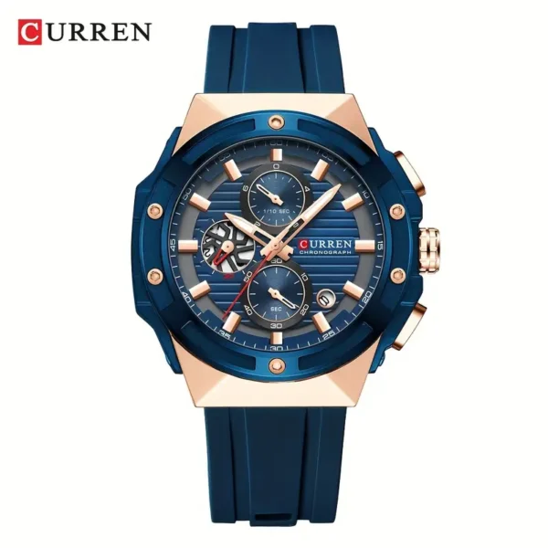 CURREN 8462 Men's Luxury Sports Watch - Silicone Band, Quartz Movement with Date & Chronograph Features - Image 2